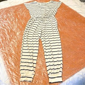 Elegant Striped Black and White Jumpsuit